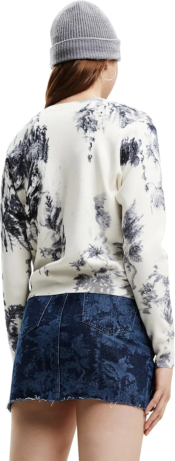 Desigual Damen Pullover - Strickpullover mit künstlerischem Print 22WWJF161000 GR. S Desigual Damen Pullover - Strickpullover mit künstlerischem Print 22WWJF161000 GR. S
