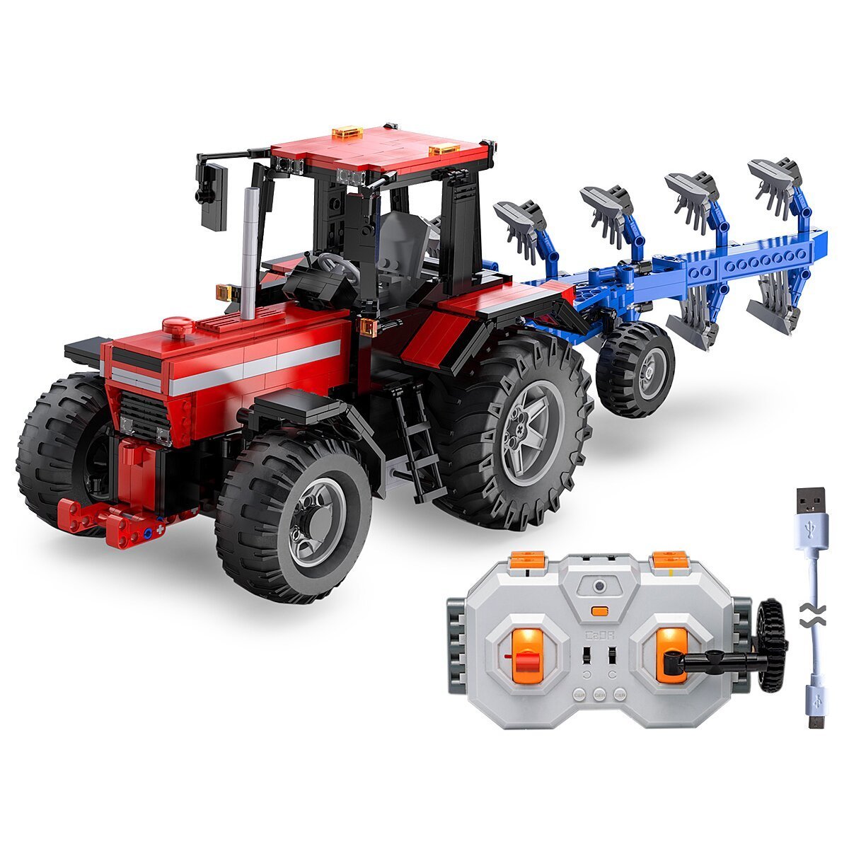 JAMARA CaDA Traktor mit Pflug 1:17 2,4GHz Bricks ab 14 Jahren