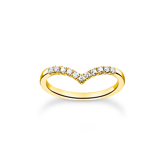 Thomas, Sabo, Ring, V-Form, Mit, Weißen, Steinen, Gr., 52, Gold, Zubehor, Schmuck, Ring, Diamant, Edelstein