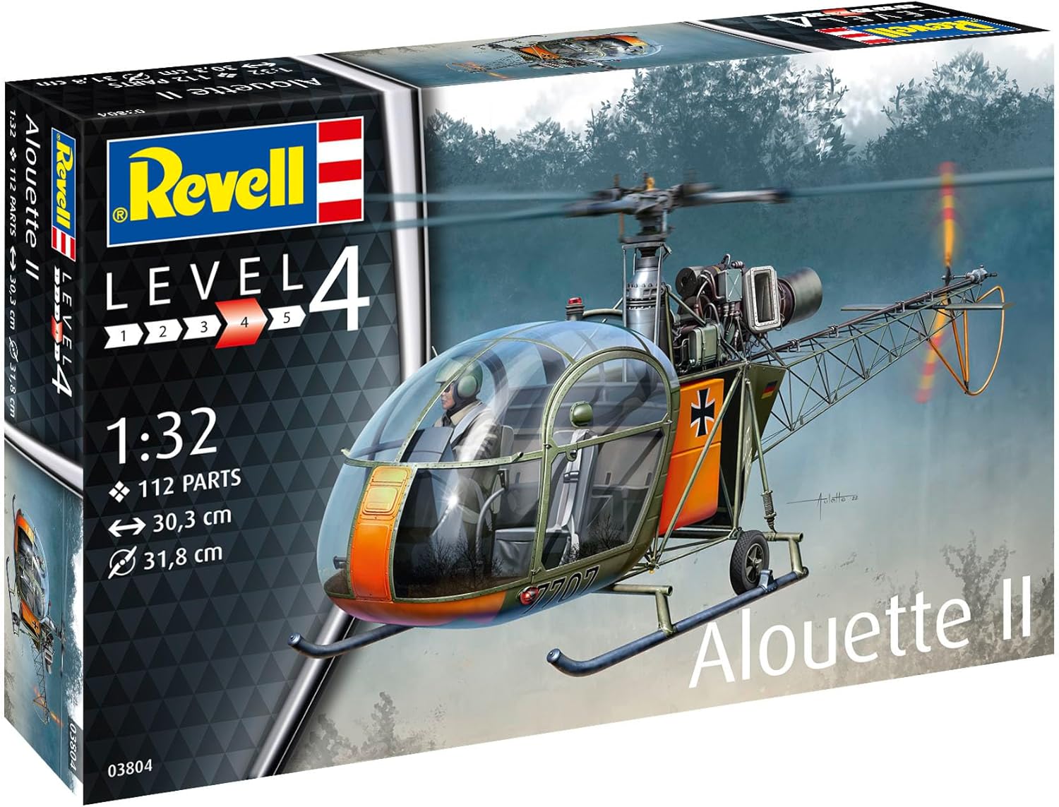 Revell 03804 Alouette II Hubschrauber 1:32 Revell, 03804, Alouette, II, Hubschrauber, 1:32