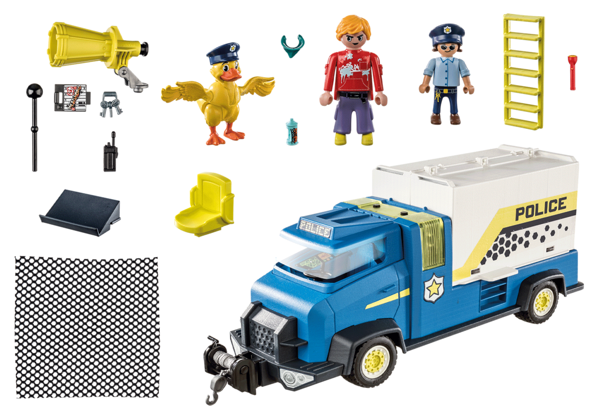 PLAYMOBIL 70912 DUCK ON CALL - Polizei Truck Person, Maschine, Rad, Baby, Spielzeug