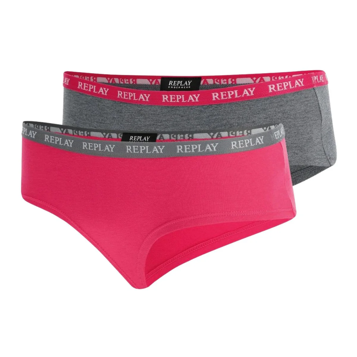 REPLAY Damen Slips I101295GP - Grau/Pink, 2er Pack Culotte Unterhosen REPLAY Damen Slips I101295GP - Grau/Pink, 2er Pack Culotte Unterhosen