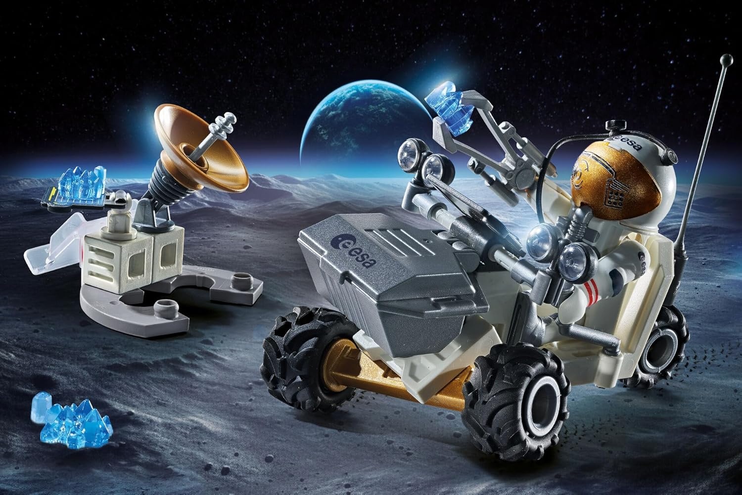 PLAYMOBIL 71734 - Action Heroes: ESA Weltraummission mit Astronaut und Mondfahrzeug Munition, Granate, Waffe, Maschine, Rad