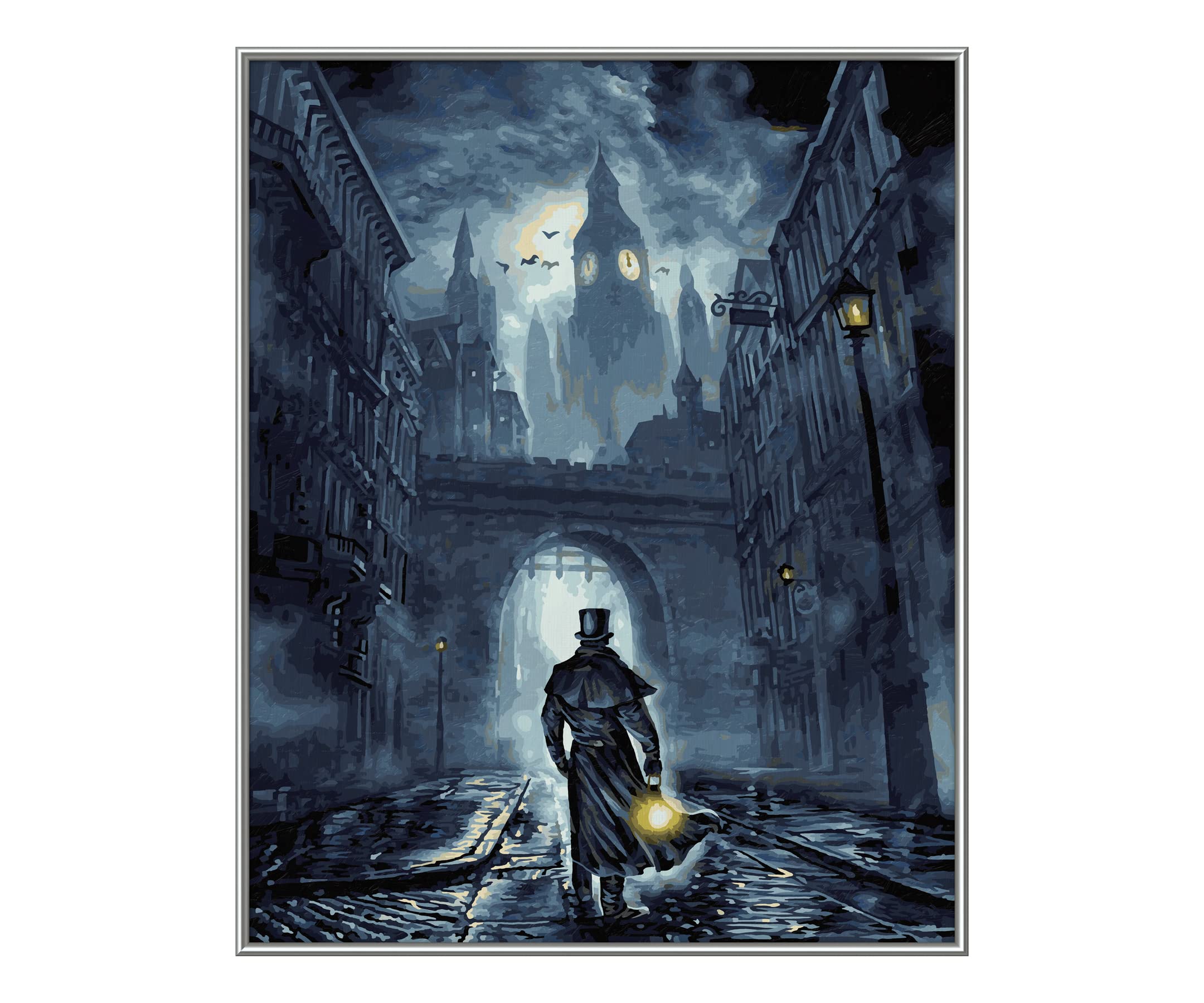 Stadt, Straße, Kunst, Malerei, Person