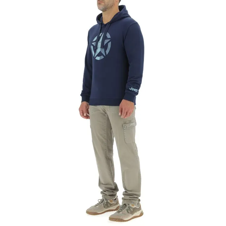 JEEP Herren Hoodie O103279BL - Dunkelblau mit großem Stern-Print GR. XXL JEEP Herren Hoodie O103279BL - Dunkelblau mit großem Stern-Print GR. XXL