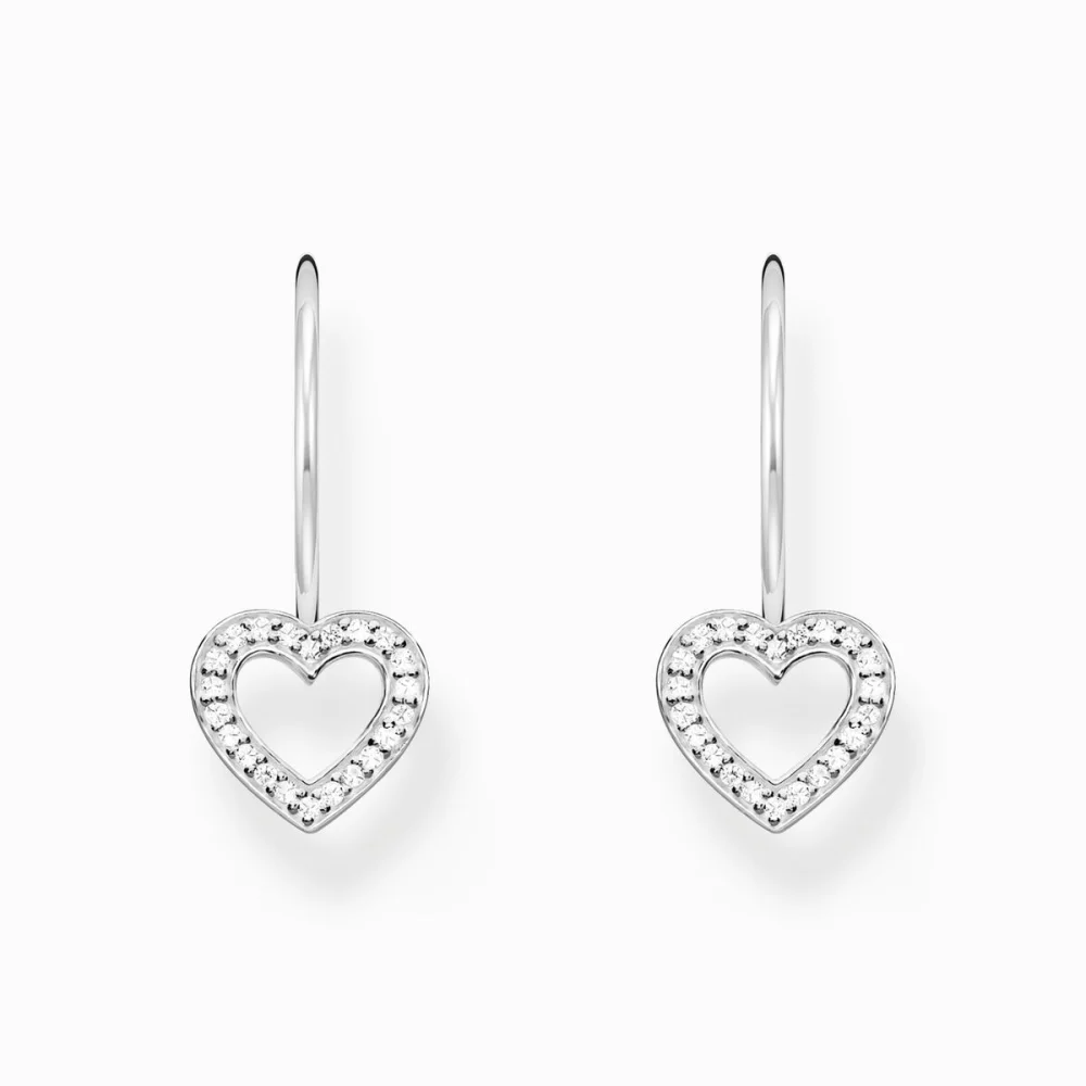 Thomas Sabo Ohrhänger Basics in Herzform mit weißen Steinen Silber H2292-051-14
