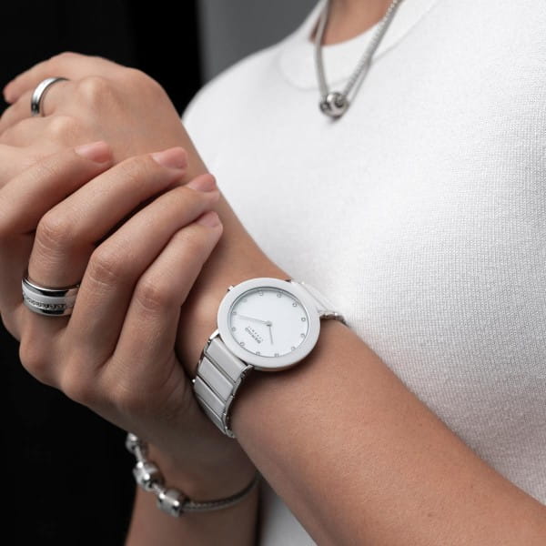 Bering 11435-754 Damenuhr, Edelstahl/Keramik, Silber