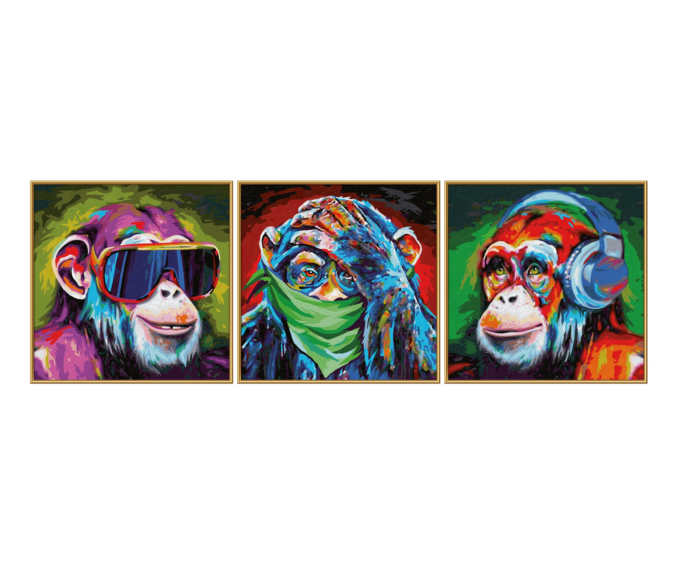 Schipper Mnz - Die 3 Affen (Triptychon) - Ausgefallenes Malset Mit Leinenstruktur 609470859 Sonnenbrille, Kunst, Moderne Kunst, Malerei, Person