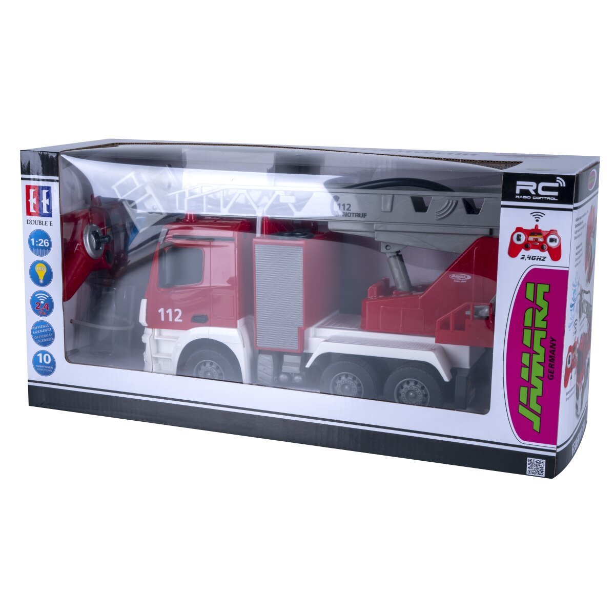 JAMARA Feuerwehr Drehleiter Mercedes -Benz Antos 1:26 2,4GHz mit Spritzfunktion ab 6 Jahren