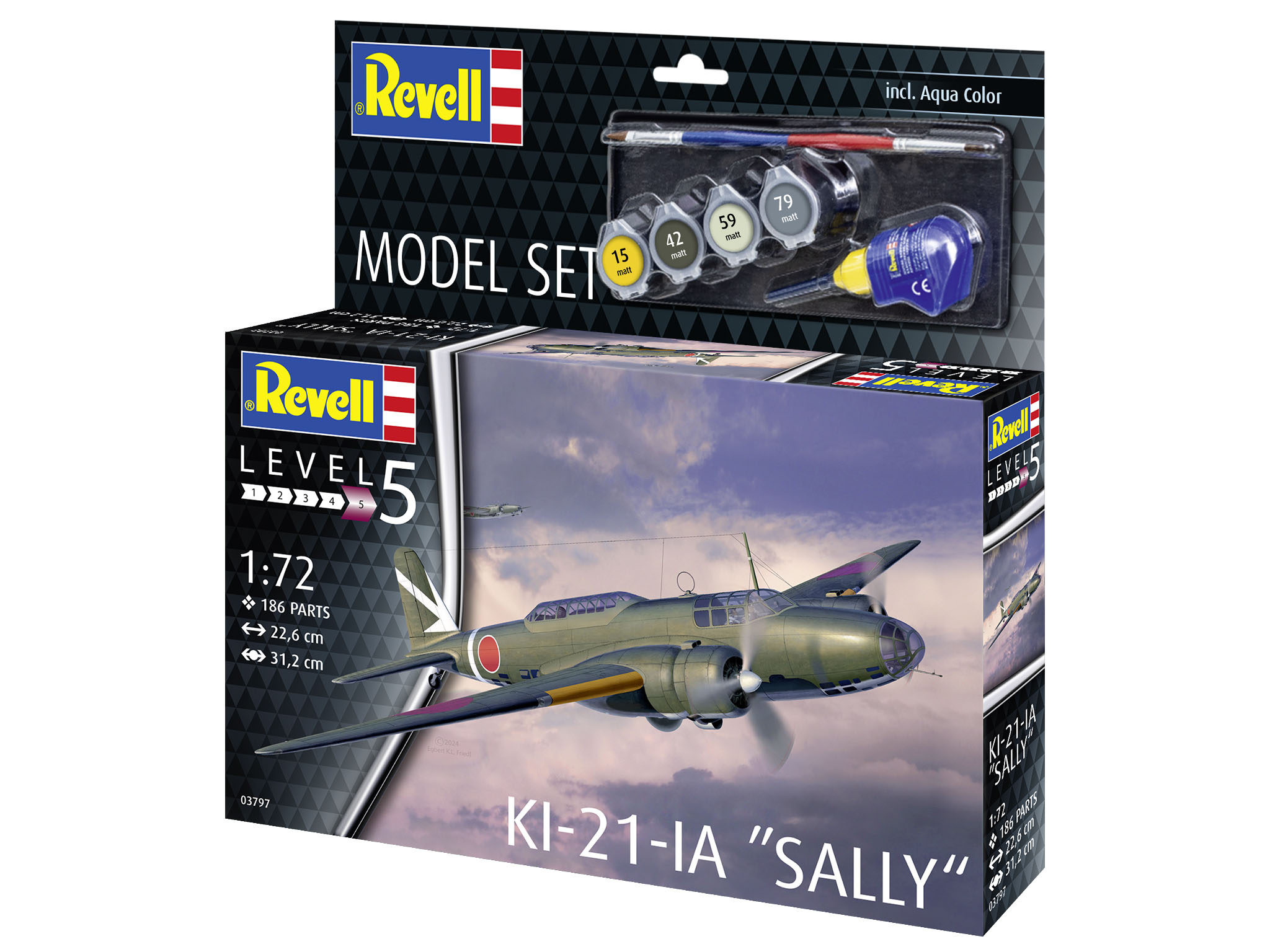 Revell 63797 Model Set KI-21-Ia "Sally" Flugzeug, Fahrzeug, Kampfflugzeug, Bomber