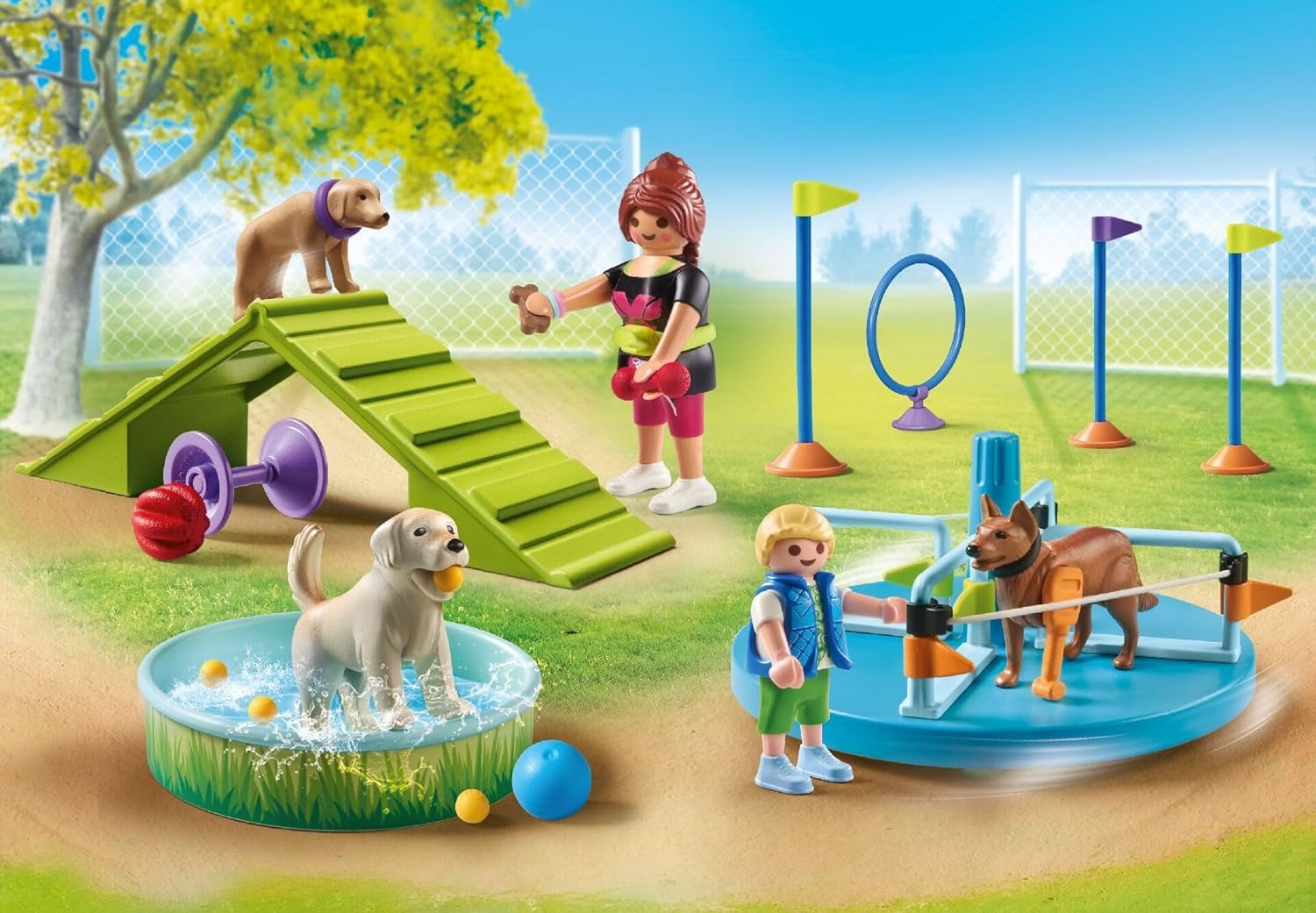 PLAYMOBIL 71745 - My Life: Hundespielplatz mit Zubehör Spielbereich, Spielbereich im Freien, Draußen, Gras, Person