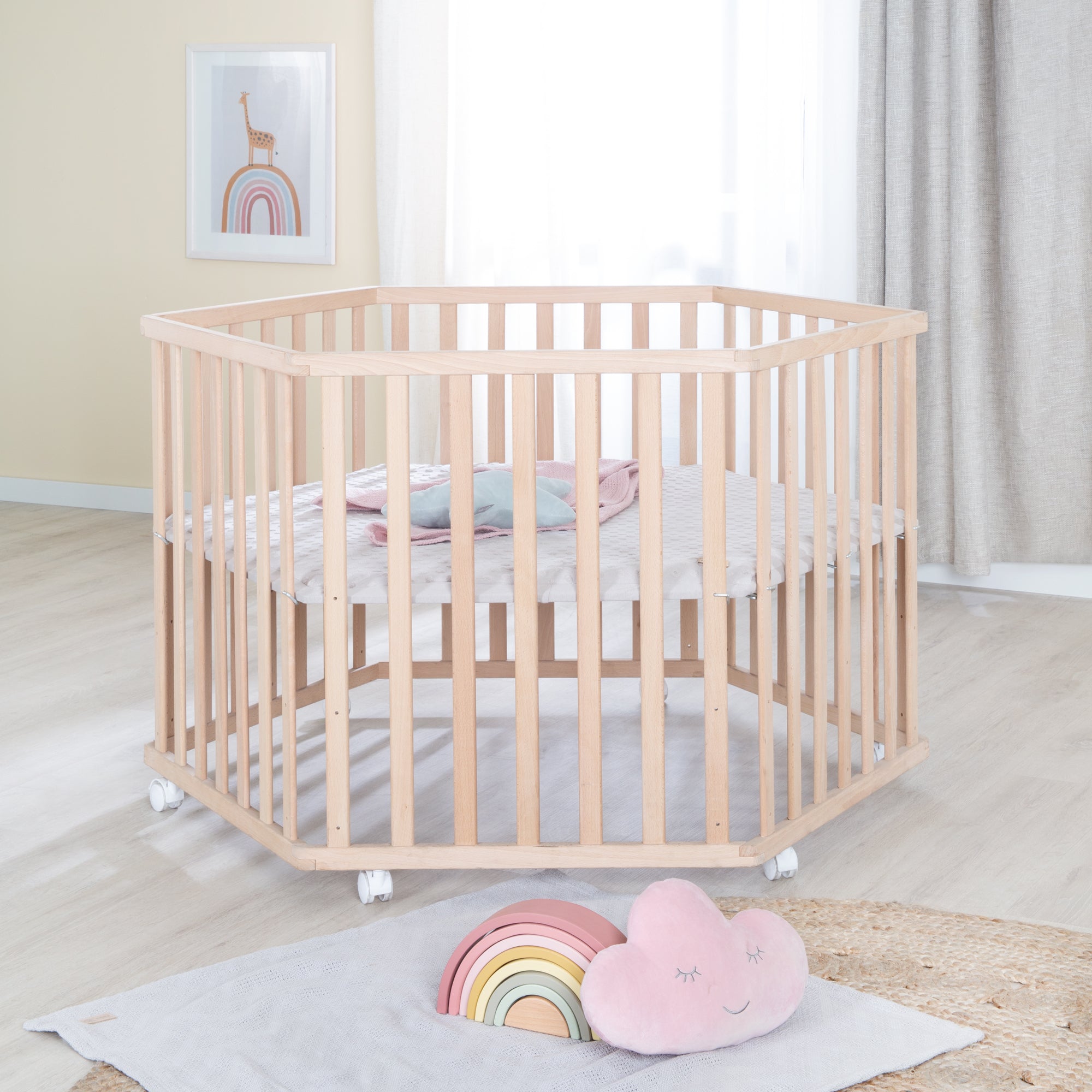 Roba 0232NAG227 Laufgitter 6-eckig Lil Planet grau Bio Buche natur - Produktbild 2