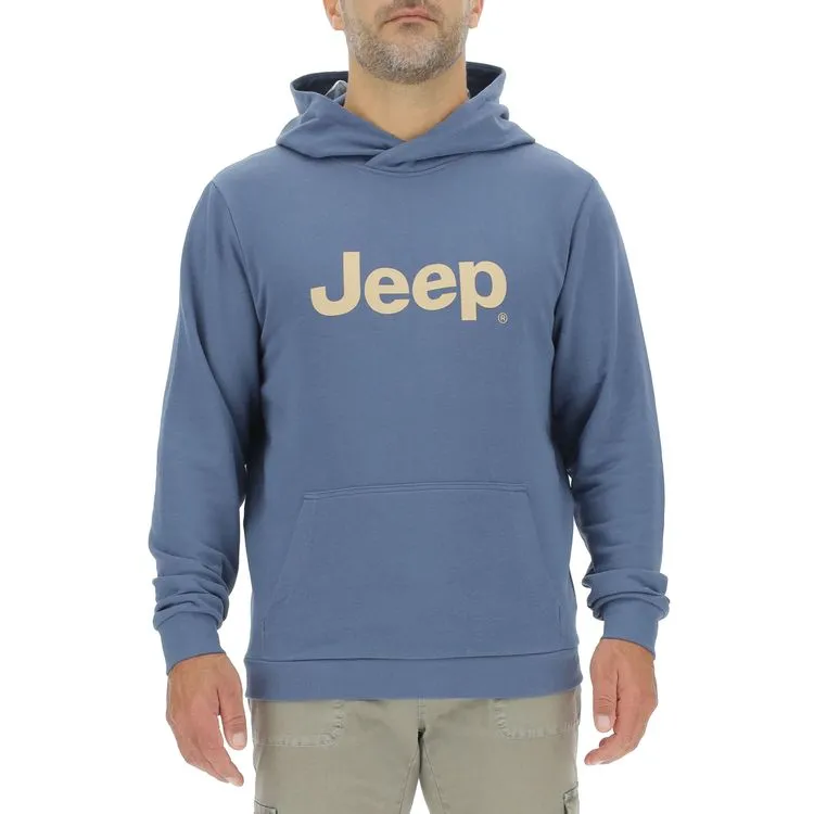 JEEP Herren Hoodie O103276BL - Blau mit großem Jeep-Logo und Beuteltasche JEEP Herren Hoodie O103276BL - Blau mit großem Jeep-Logo und Beuteltasche