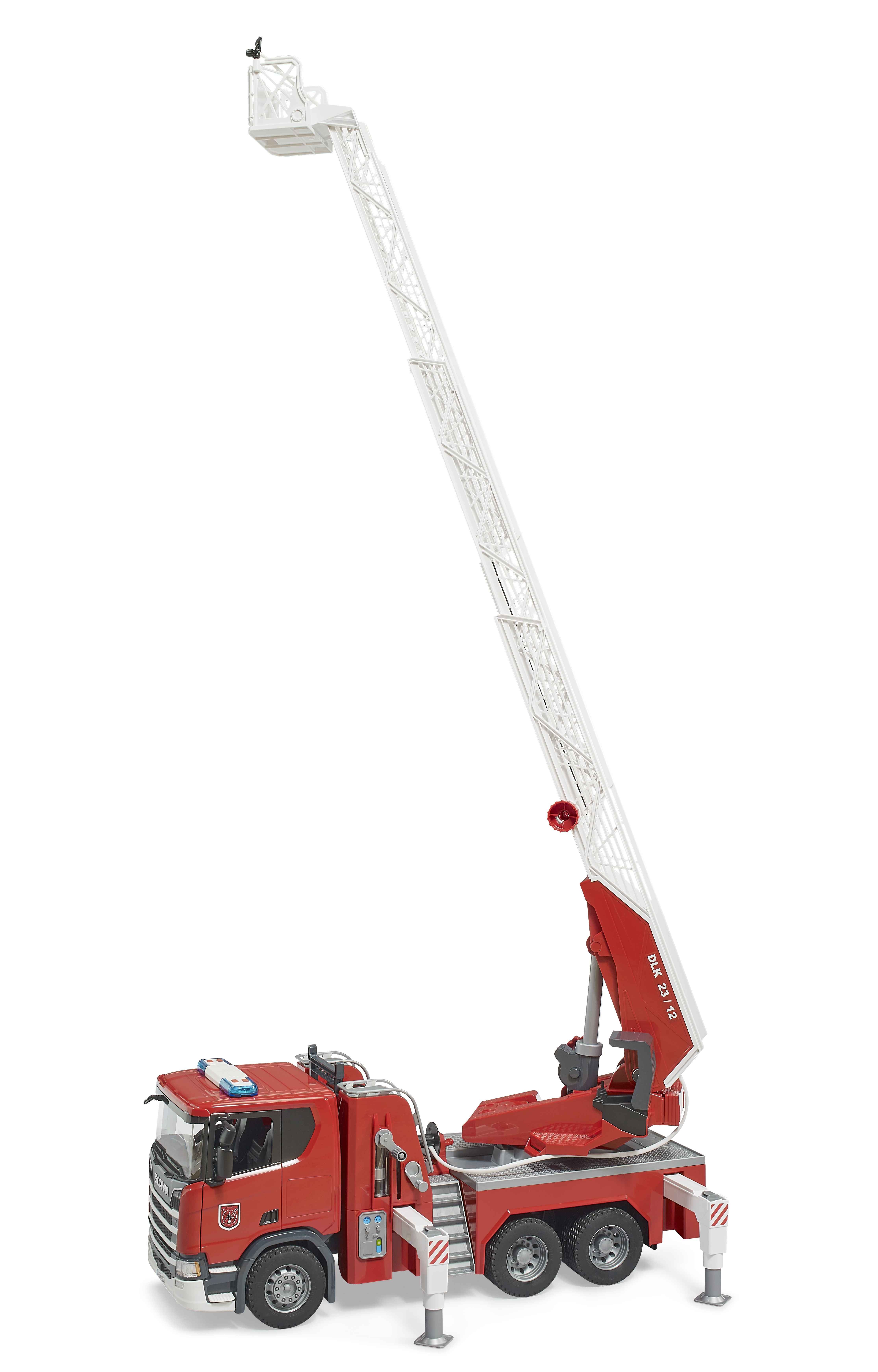 BRUDER 03591 - Scania Super 560R Feuerwehr mit Drehleiter, Wasserpumpe und Light & Sound Modul - Bild 6