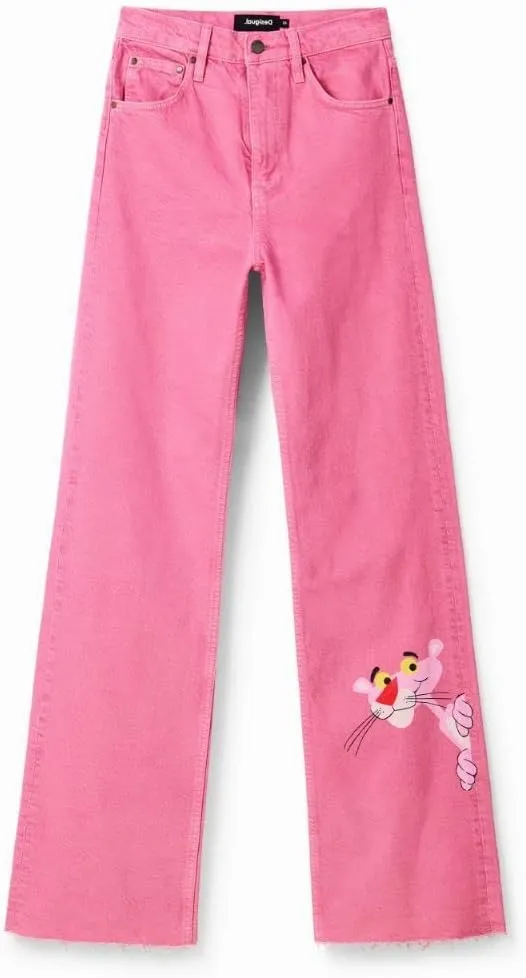Desigual Damen Jeans - Pink, mit „Pink Panther“-Stickerei 22WWDD293056 GR. 42 Desigual Damen Jeans - Pink, mit „Pink Panther“-Stickerei 22WWDD293056 GR. 42
