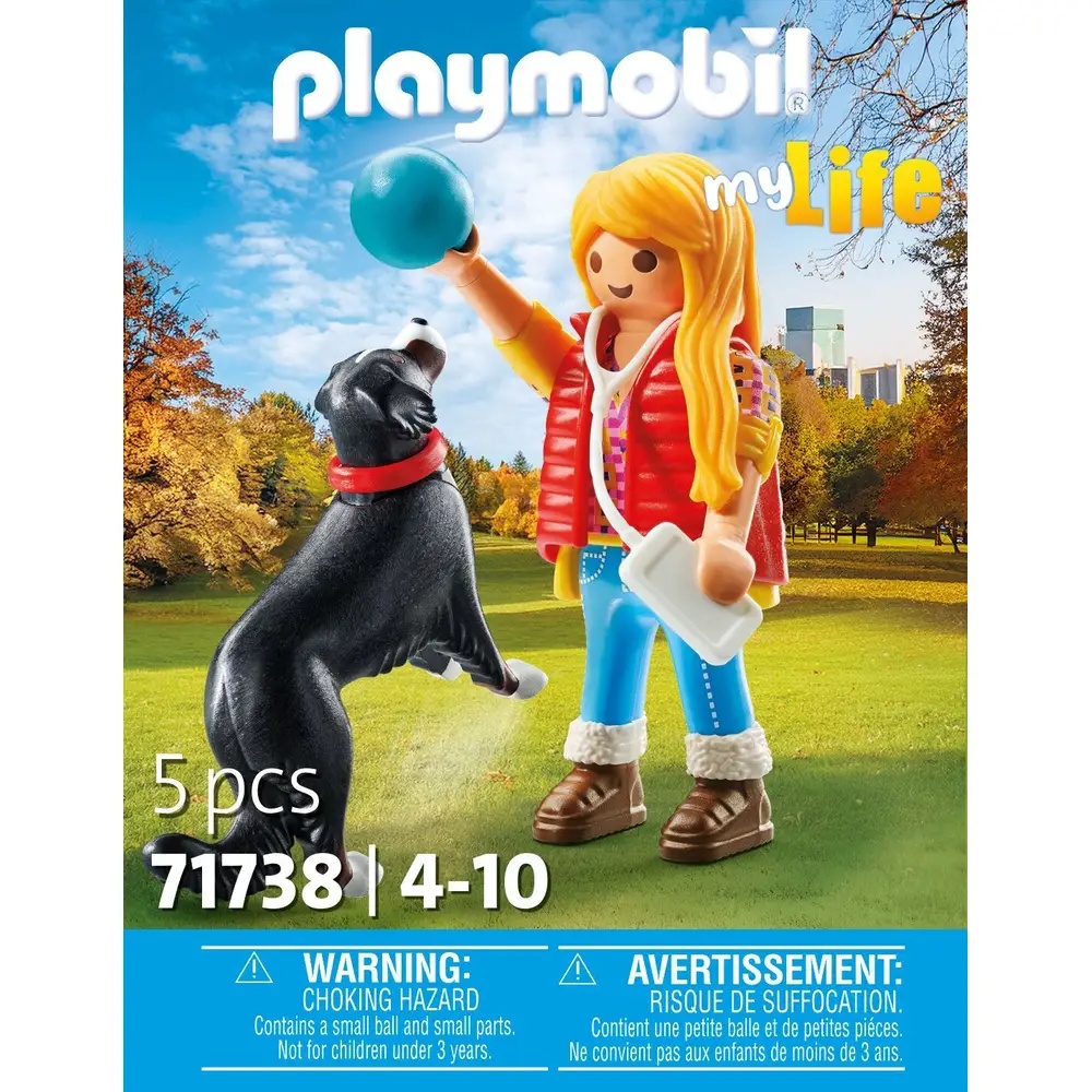 PLAYMOBIL 71738 - My Life: Frau mit Sennenhund und Ballspiel Werbung, Plakat, Person