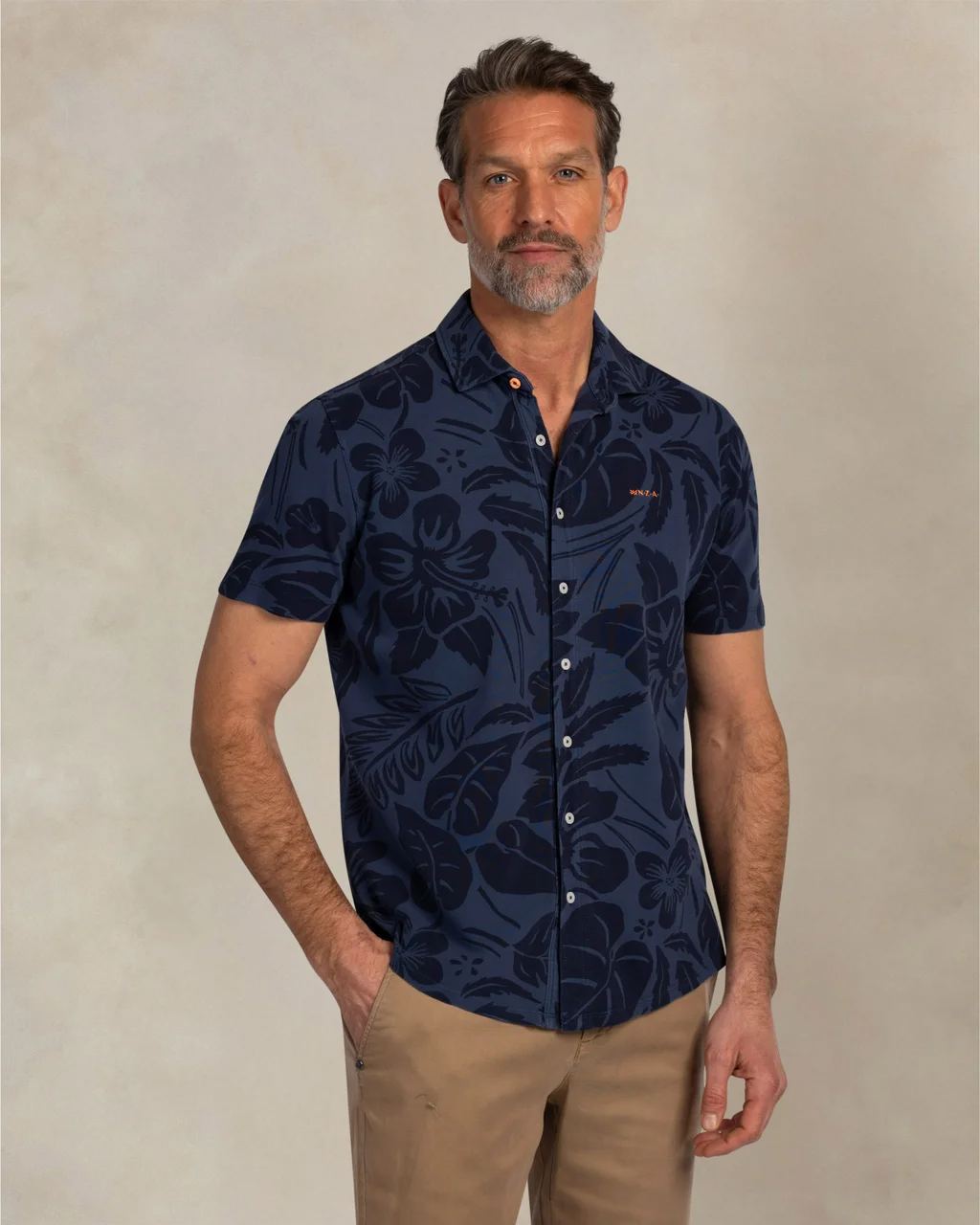 NZA 26CN589SNS/XL Hemd - Kurzarm / Blau / Blumen - XL NZA 26CN589SNS/XL Hemd - Kurzarm / Blau / Blumen - XL