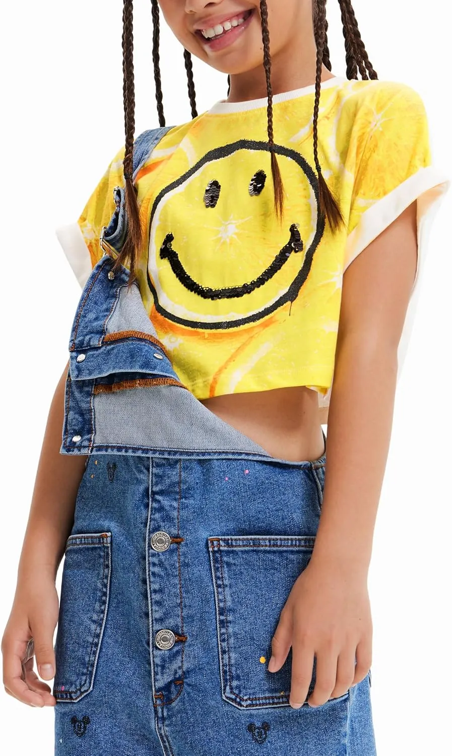 Desigual Mädchen T-Shirt - Gelbes Shirt mit Smiley-Print und Zitronenmuster 23SGTK8026 Desigual Mädchen T-Shirt - Gelbes Shirt mit Smiley-Print und Zitronenmuster 23SGTK8026