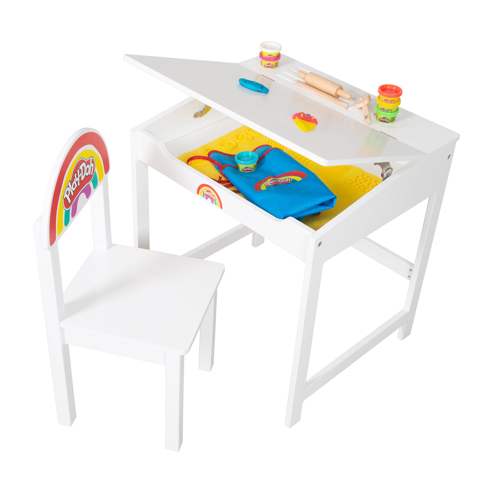 Roba 450024PD1ZU Schulpult mit Stuhl roba x Play-Doh weiß – Spielmöbel - Bild 4 Roba 450024PD1ZU Schulpult mit Stuhl roba x Play-Doh weiß – Spielmöbel - Produktbild 4