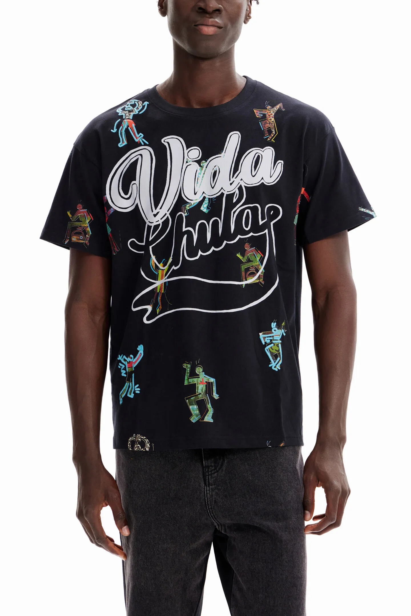 Desigual Herren T-Shirt - Schwarz, Bunt bedruckt 22WMTK202017 GR. M Desigual Herren T-Shirt - Schwarz, Bunt bedruckt 22WMTK202017 GR. M