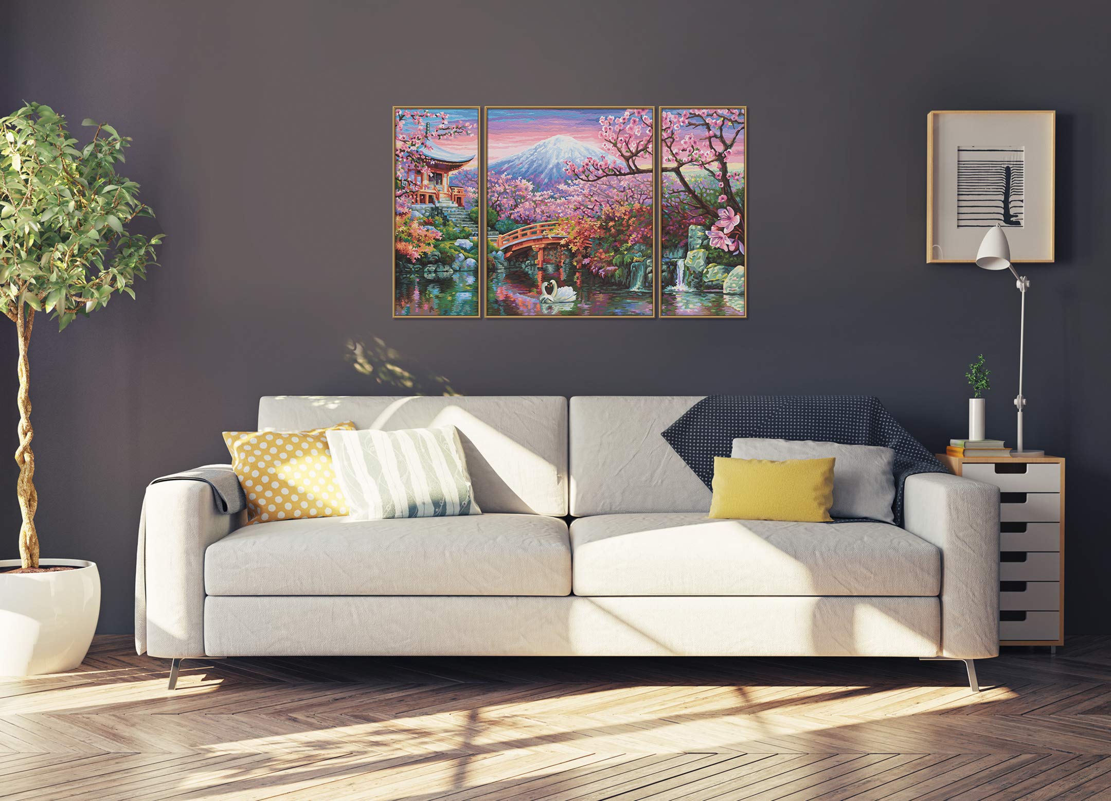 Schipper Mnz - Kirschblüte In Japan - Malen Nach Zahlen Panorama-Set 609260751 Dekoration für Zuhause, Couch, Kissen, Innenarchitektur, Wohnzimmer
