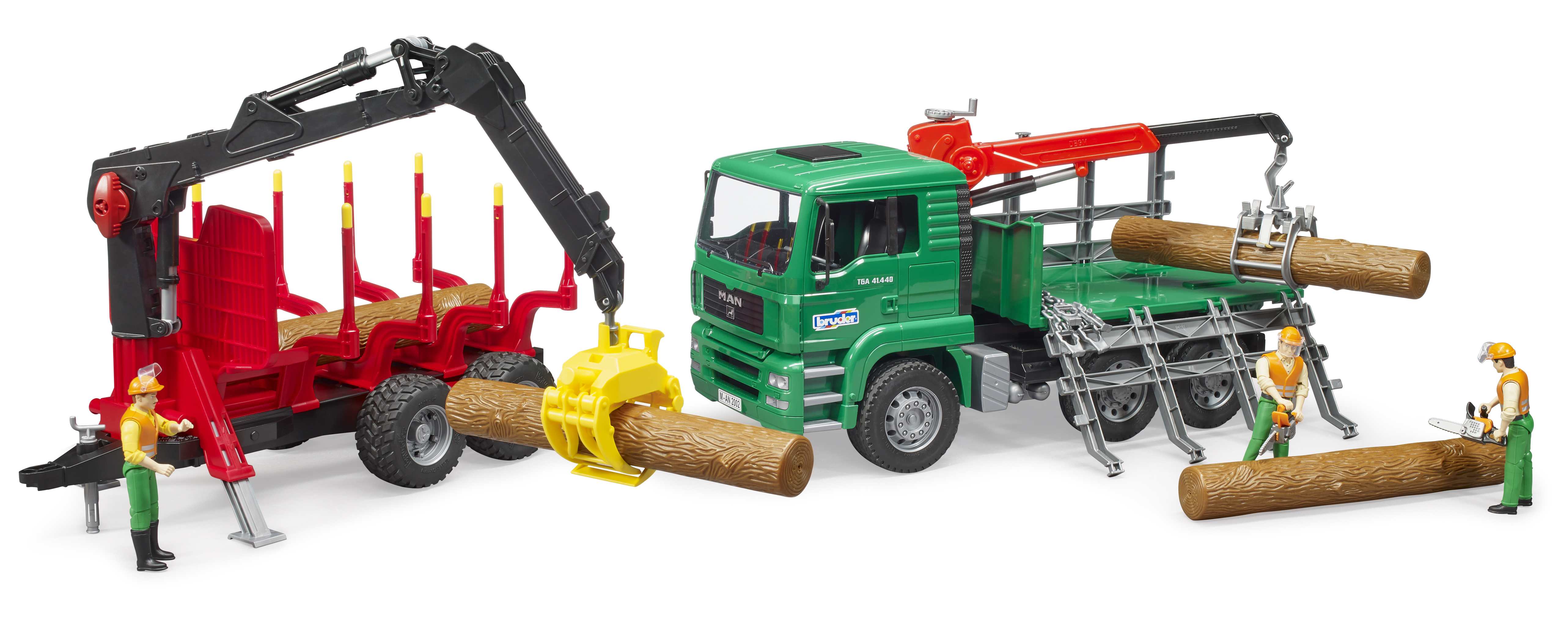 BRUDER 02252 - Rückeanhänger mit Ladekran, 4 Baumstämmen und Holzgreifer - Bild 6 BRUDER 02252 - Rückeanhänger mit Ladekran, 4 Baumstämmen und Holzgreifer - Bild 6