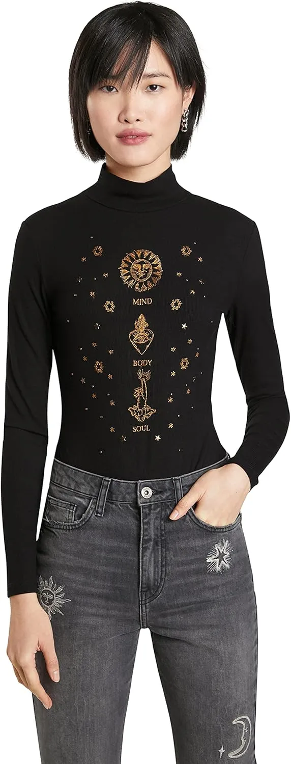 Desigual Damen Bodyshirt „Mind, Body, Soul“ - Schwarz gemustert 21WWTKCK2000 GR. S Desigual Damen Bodyshirt „Mind, Body, Soul“ - Schwarz gemustert 21WWTKCK2000 GR. S