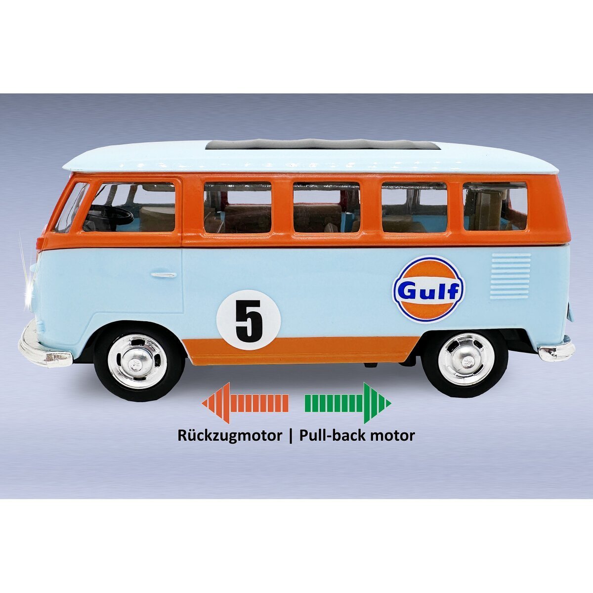 JAMARA Volkswagen T1 Diecast 1:30 hellblau inkl. Knopfzellen ab 3 Jahren