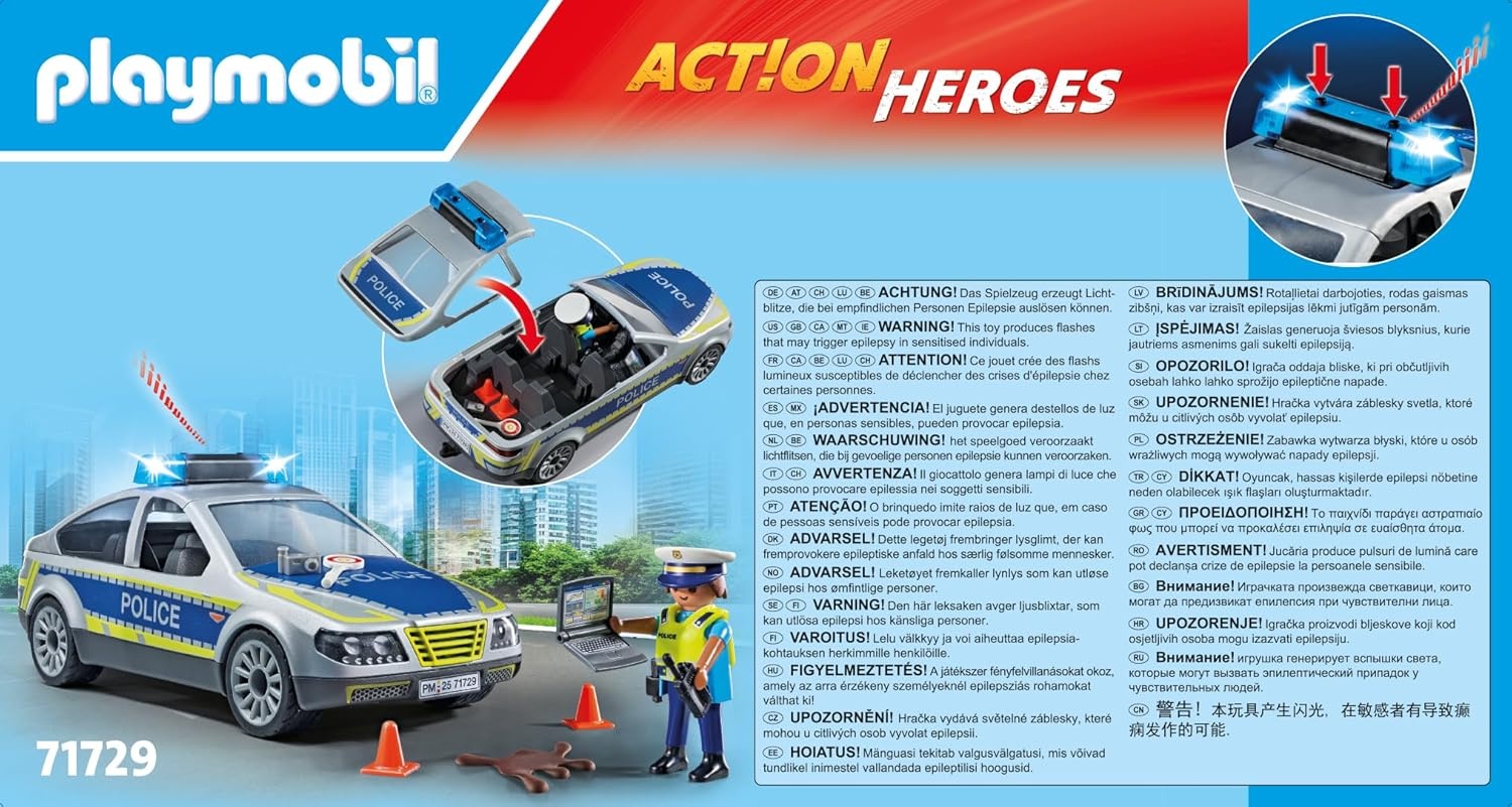 PLAYMOBIL 71729 - Action Heroes: Polizei Streifenwagen mit Licht & Sound Werbung, Auto, Fahrzeug, Person, Plakat