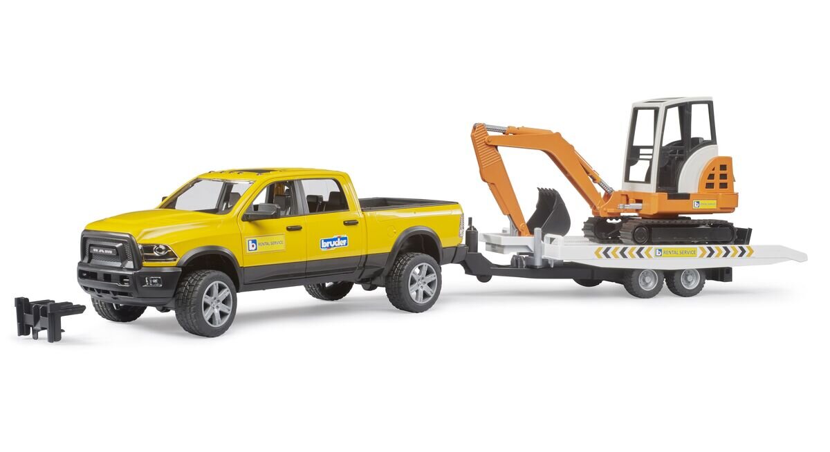 RAM Rental Service mit Minibagger Kleintransporter, Lastwagen, Fahrzeug, Bulldozer, Maschine