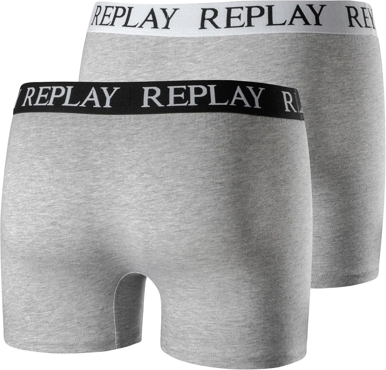 REPLAY Herren Boxershorts I101005GR – Grau, 2er Pack Cotton-Stretch GR. L