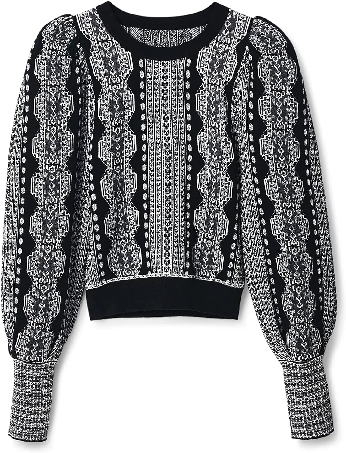 Desigual Damen Pullover - Schwarz-Weiß Strickpullover mit Muster 22WWJFA22000 GR. XL