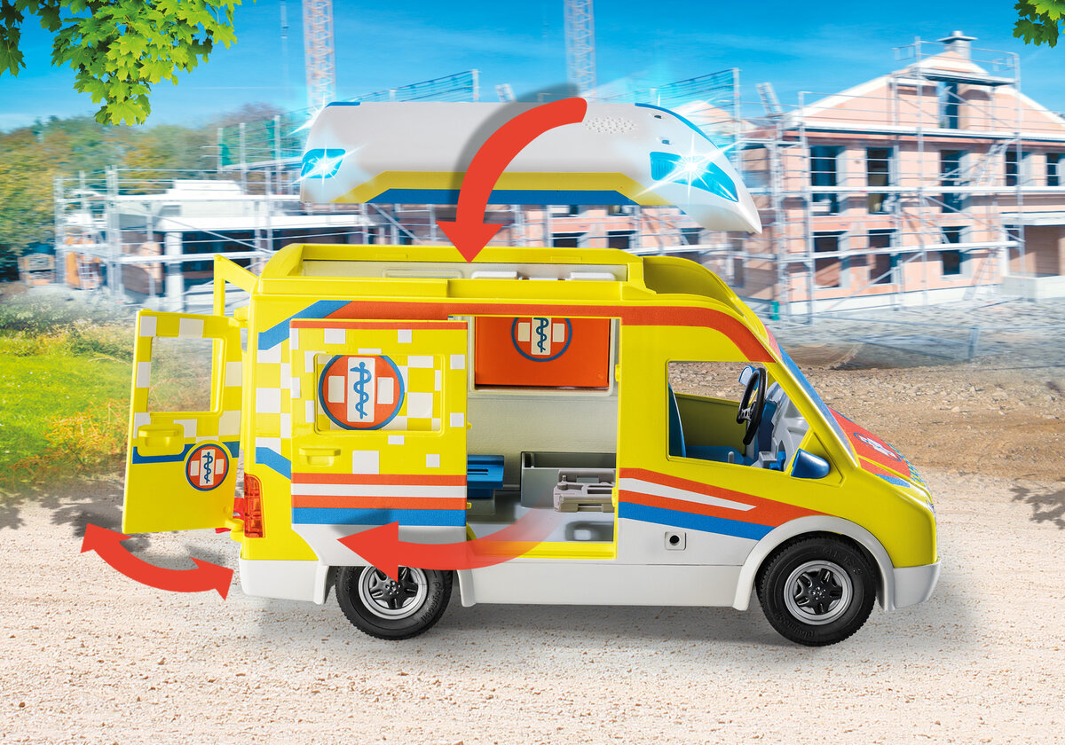 PLAYMOBIL 71202 Rettungswagen mit Licht und Sound Lieferwagen, Fahrzeug, Maschine, Rad, Auto