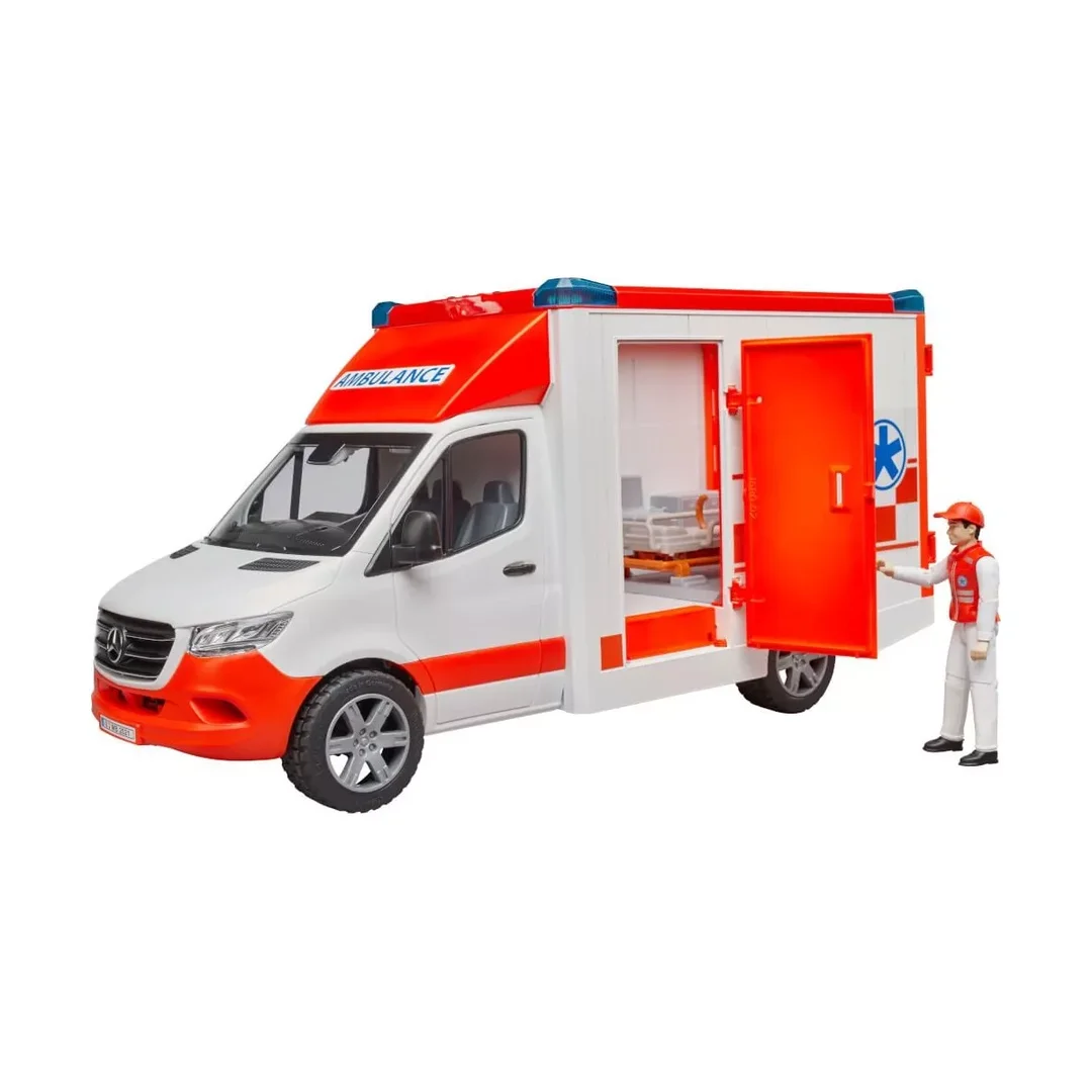 Bruder 02676 MB Sprinter Ambulanz mit Fahrer und Light + Sound Modul