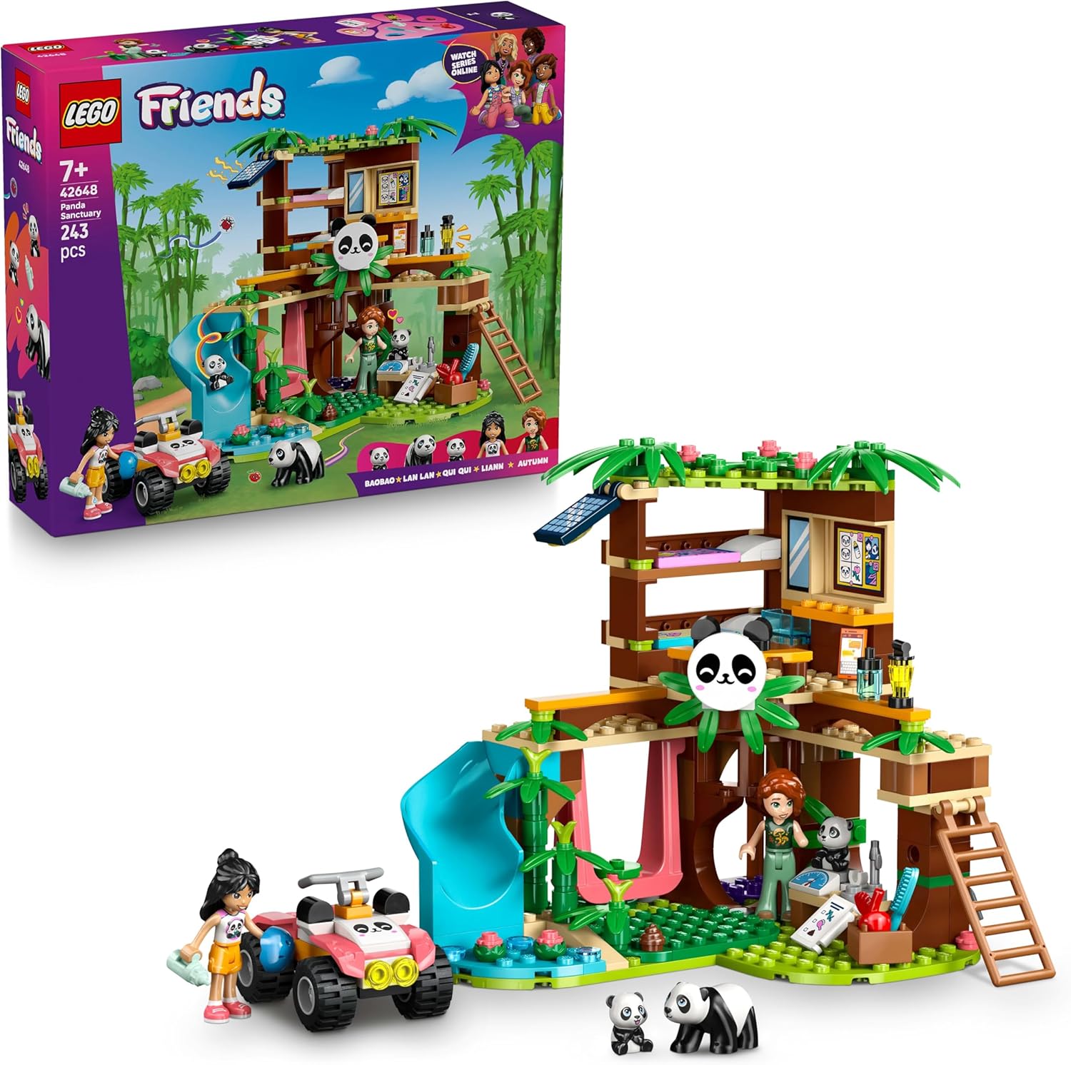 LEGO® Friends 42648 Panda Pflegestation LEGO® Friends 42648 Panda Pflegestation – Verpackung, Zubehör und Details sichtbar