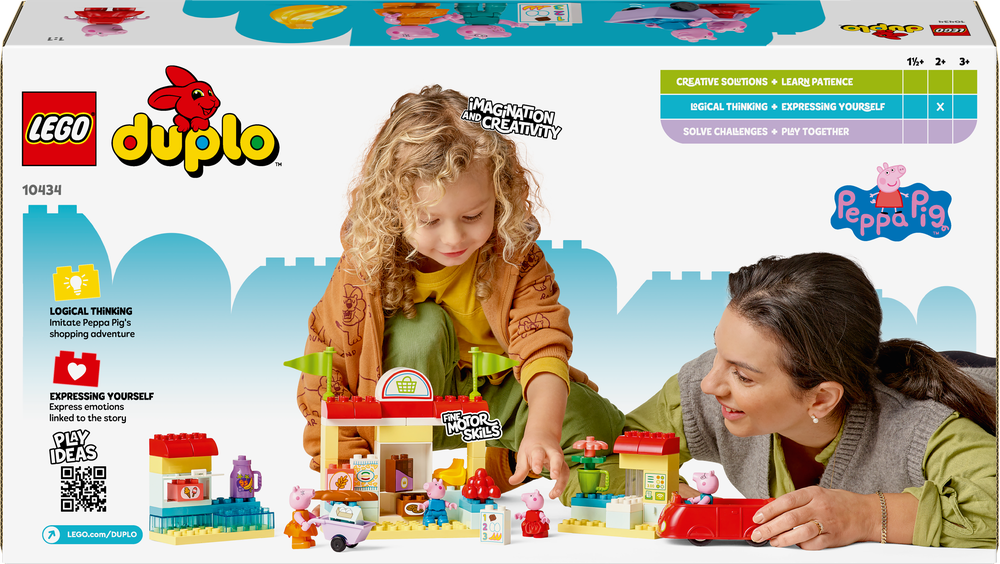 LEGO 10434 DUPLO Peppas Supermarkt: Lernspielzeug für Kinder ab 2 Jahre Erwachsener, Weiblich, Person, Frau, Leute