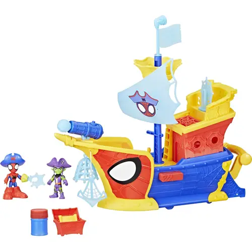 MARVEL Spidey Webs Ahoi Piratenschiff mit Seifenblasen