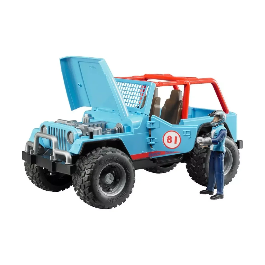 BRUDER 02541 - Jeep Cross Country Racer Blau mit Rennfahrer BRUDER 02541 - Jeep Cross Country Racer Blau mit Rennfahrer