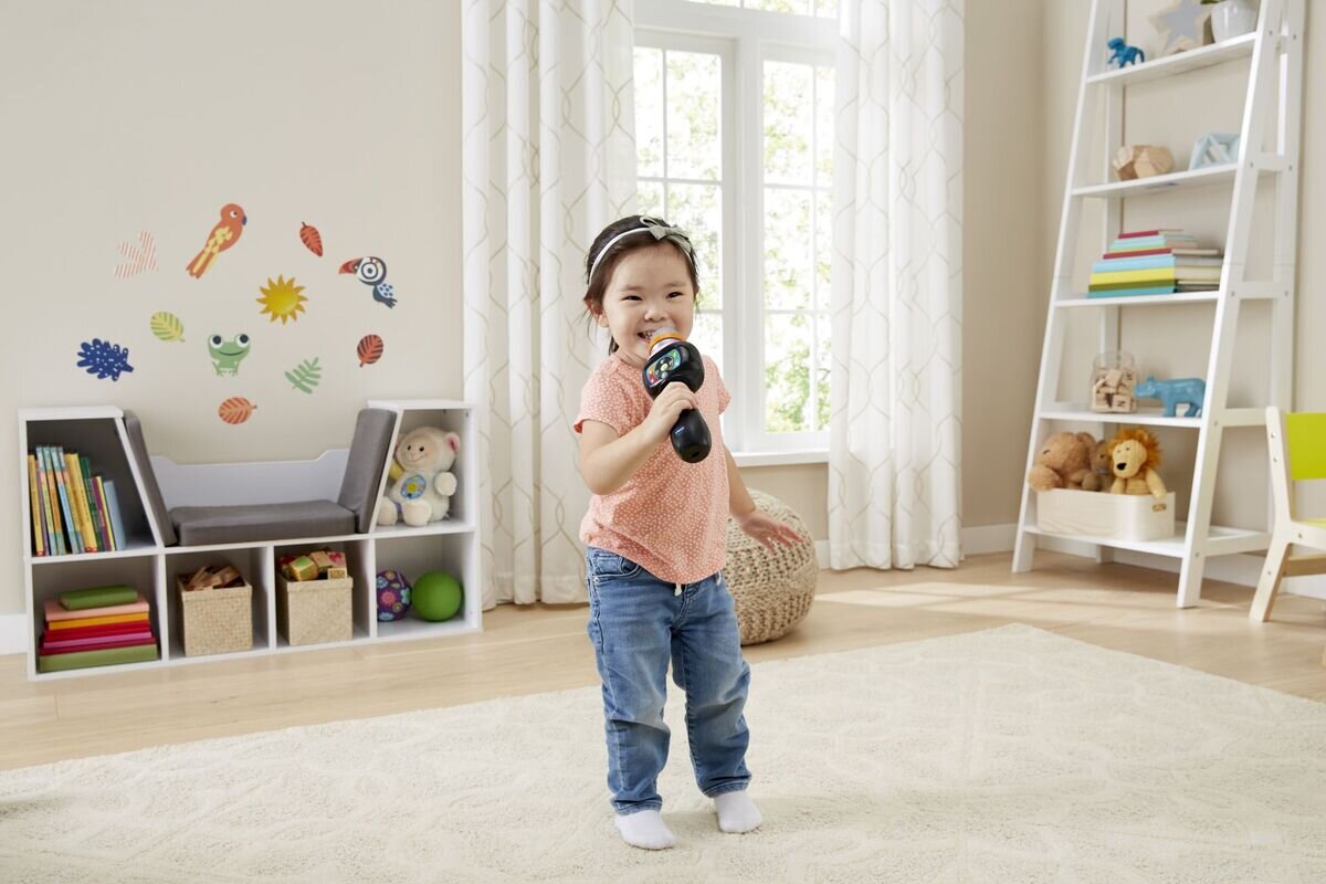 VTech Magisches Sing-Spaß-Mikrofon interaktives Karaoke-Spielzeug ab 2 Jahren VTech Magisches Sing-Spaß-Mikrofon aus Kunststoff mit LED-Ring im Musikrhythmus, 15 Lieder, Bluetooth, 4 Stimmen-Effekte, Applaustaste, Lautstärke, kindersicher, ab 2 J.,