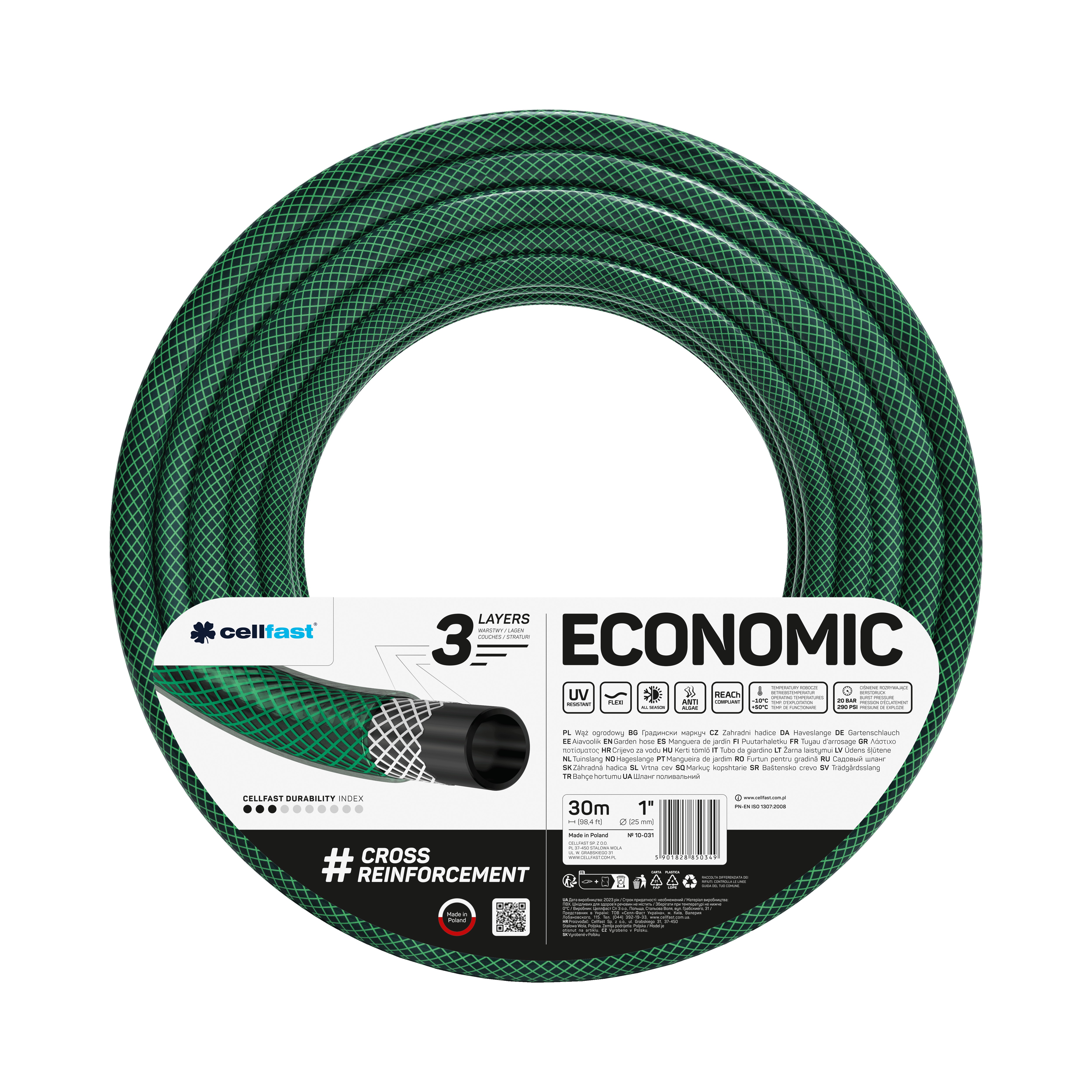 Cellfast 3-lagiger Gartenschlauch ECONOMIC 1" 30 m