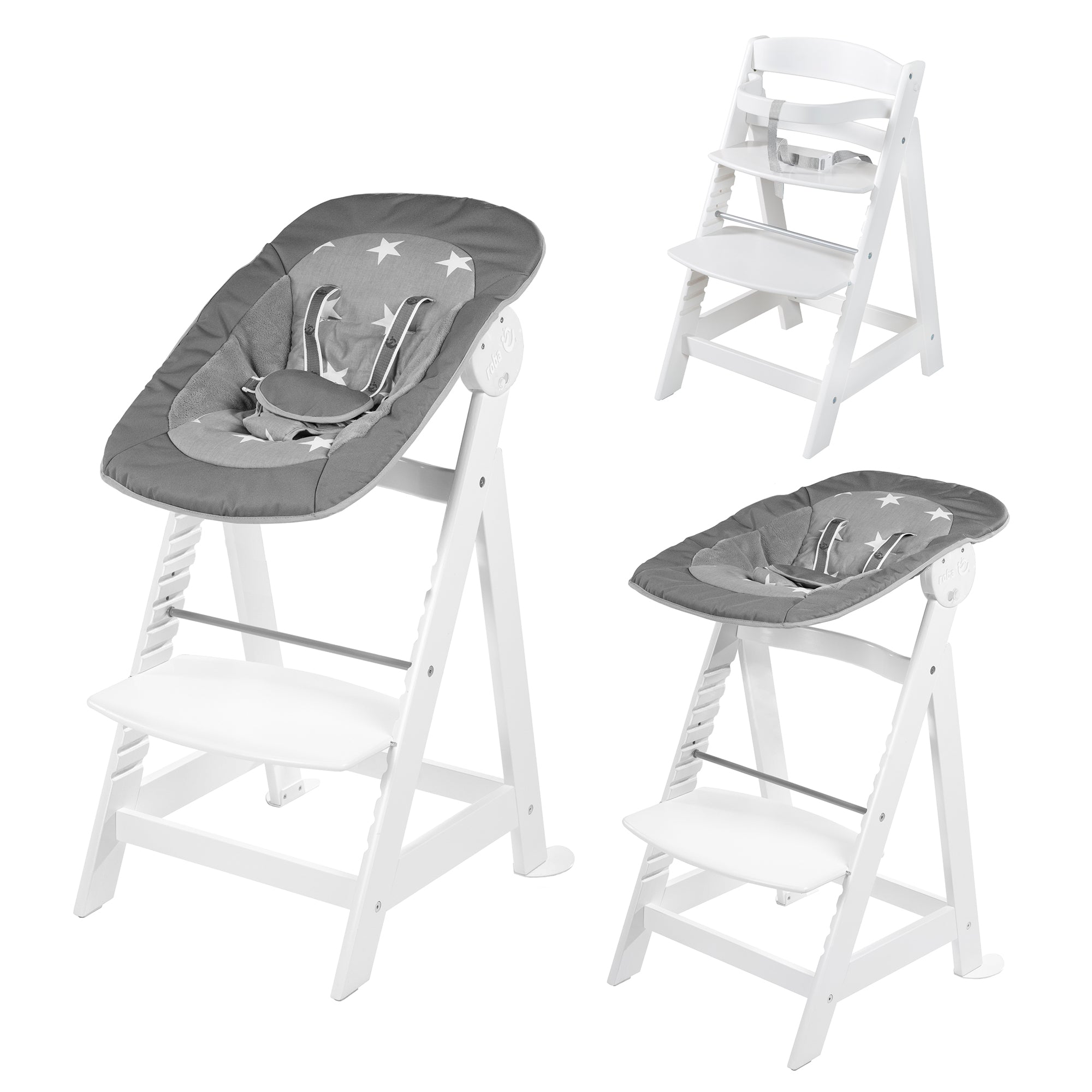 Roba 75063WEV190 Treppenhochstuhl, Set 2in1 Little Stars weiß - Bild 1 Roba 75063WEV190 Treppenhochstuhl, Set 2in1 Little Stars weiß - weiß - Hochstuhl - Produktbild 1