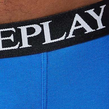 REPLAY Herren Boxershorts I101102BBG - Schwarz/Grau/Blau, 3er Pack mit Logo-Bund GR. M REPLAY Herren Boxershorts I101102BBG - Schwarz/Grau/Blau, 3er Pack mit Logo-Bund GR. M
