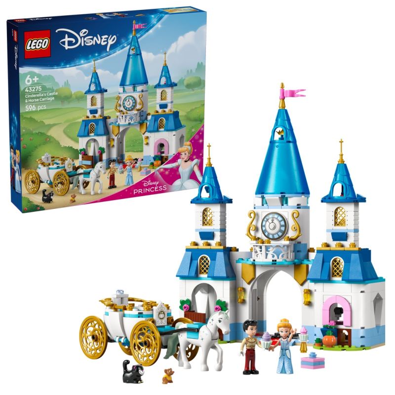 LEGO Disney Prinzessin 43275 Cinderellas Schloss und Pferdekutsche