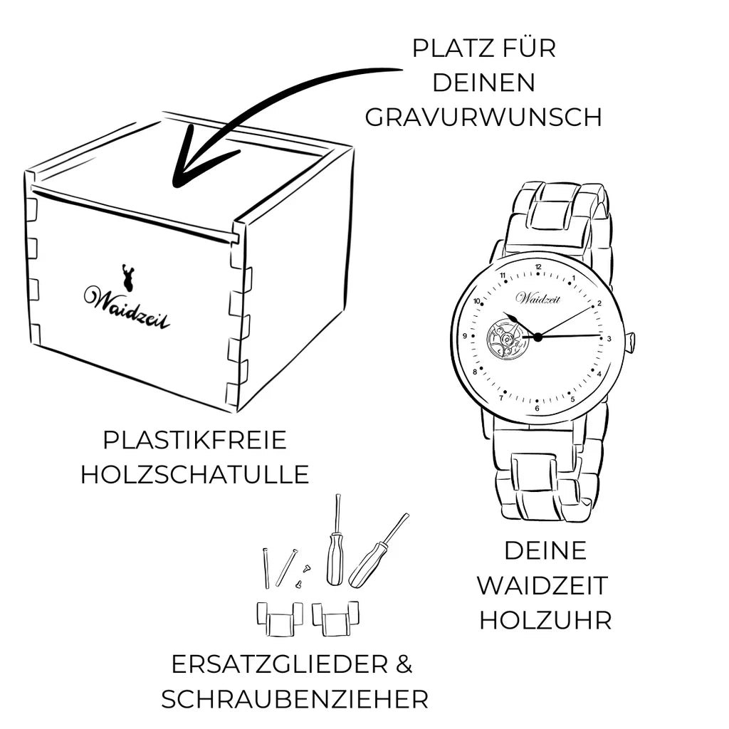 WAIDZEIT SA04W Damenuhr Sissy Classic mit Holzband