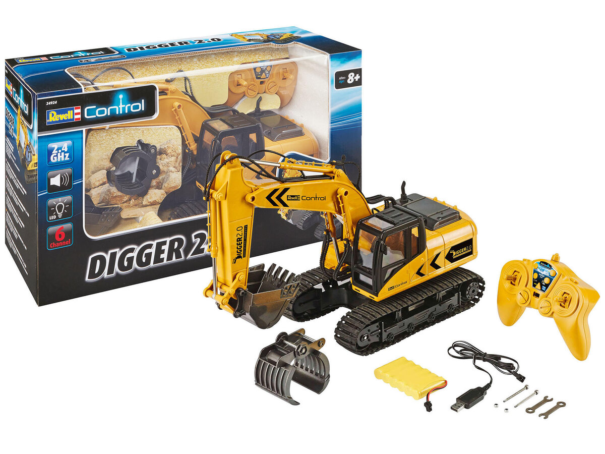 Revell_24924_RC_Bagger_\"Digger_2.0\"_Revell_Control_Ferngesteuertes_Auto Revell_24924_RC_Bagger_\"Digger_2.0\"_Revell_Control_Ferngesteuertes_Auto, Maschine, Bulldozer