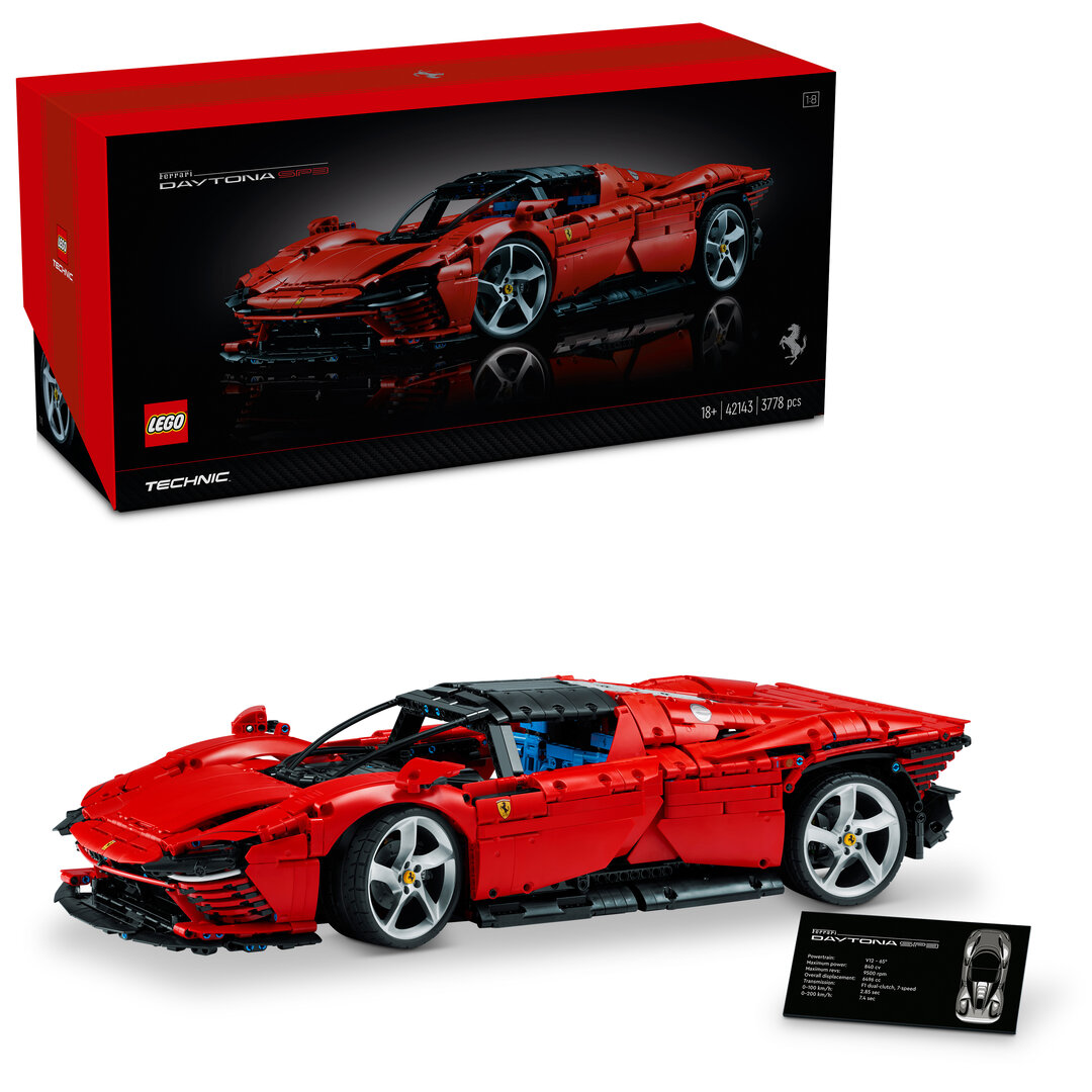 LEGO, Technic, 42143, Ferrari, Daytona, SP3, 42143, Sprach, Coupé, Sportwagen, Leichtmetallfelge, Rad LEGO Technic 42143 Ferrari Daytona SP3 42143