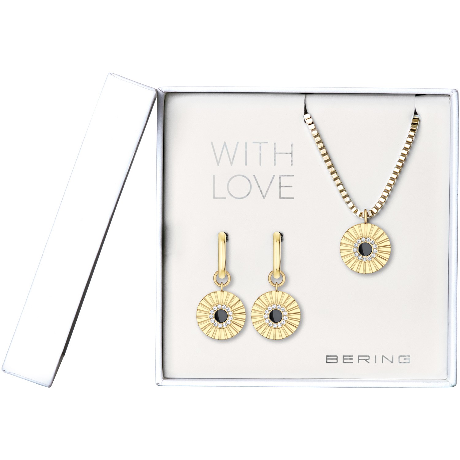 Bering 465-765-Gold-Black Damenset, Kette/Ohrringe, Gold, Schwarz Bering 465-765-Gold-Black Damenset, Kette/Ohrringe, Gold, Schwarz