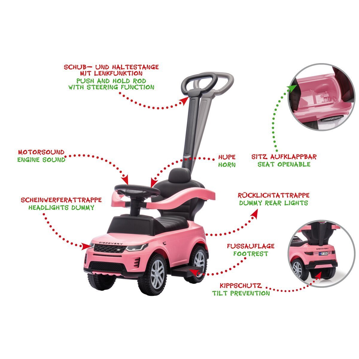 JAMARA Rutscher Land Rover Discovery pink 3in1 ab 12 Monaten JAMARA Rutscher Land Rover Discovery pink 3in1 ab 12 Monaten
