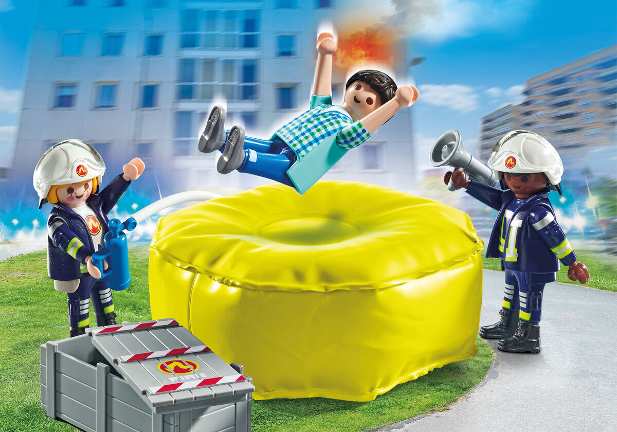 PLAYMOBIL 71465 Feuerwehrleute mit Luftkissen Helme, Person, Spielzeug