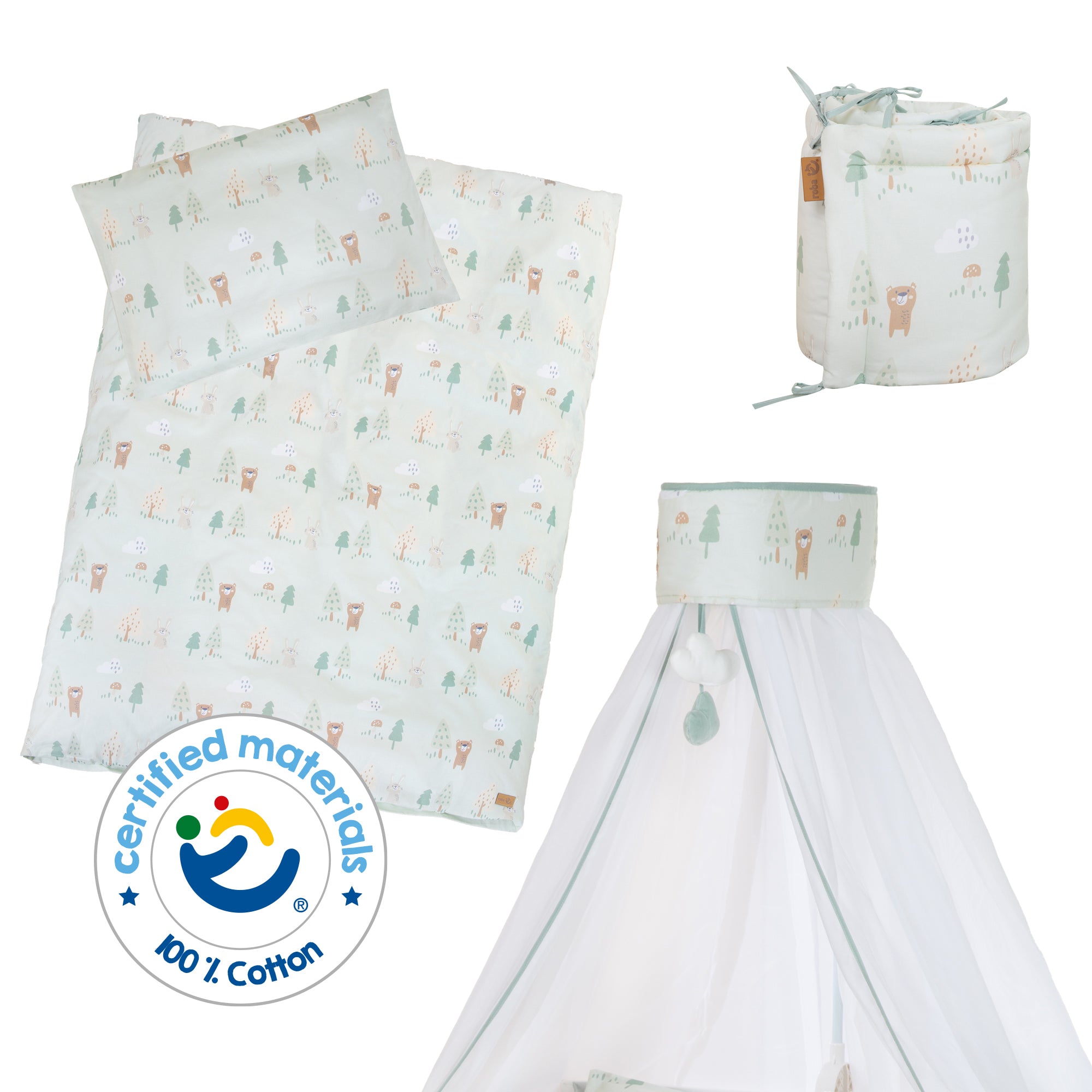 Roba 1492S283 Kinderbettgarnitur 4-tlg Woodland weiß – Bettwäschen - Bild 9 Roba 1492S283 Kinderbettgarnitur 4-tlg Woodland weiß – Bettwäschen - Produktbild 9